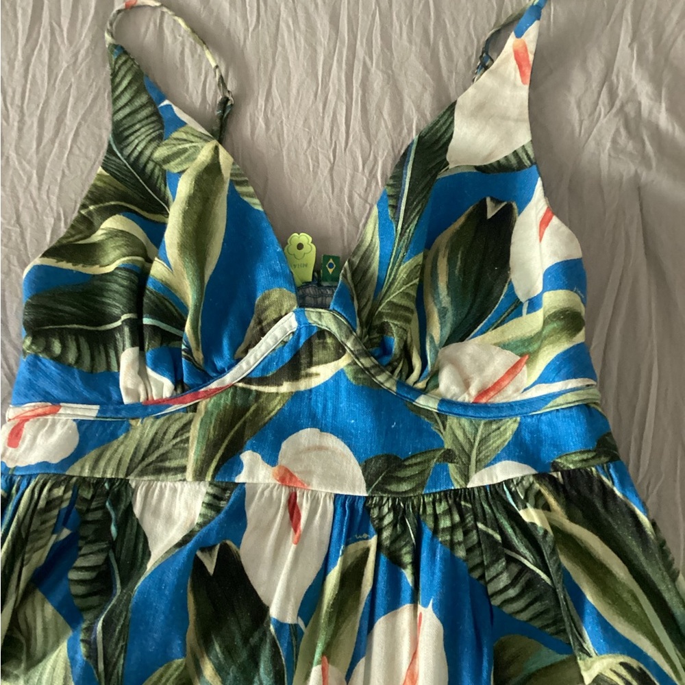 FARM Rio Blue and Green Tropical Dress